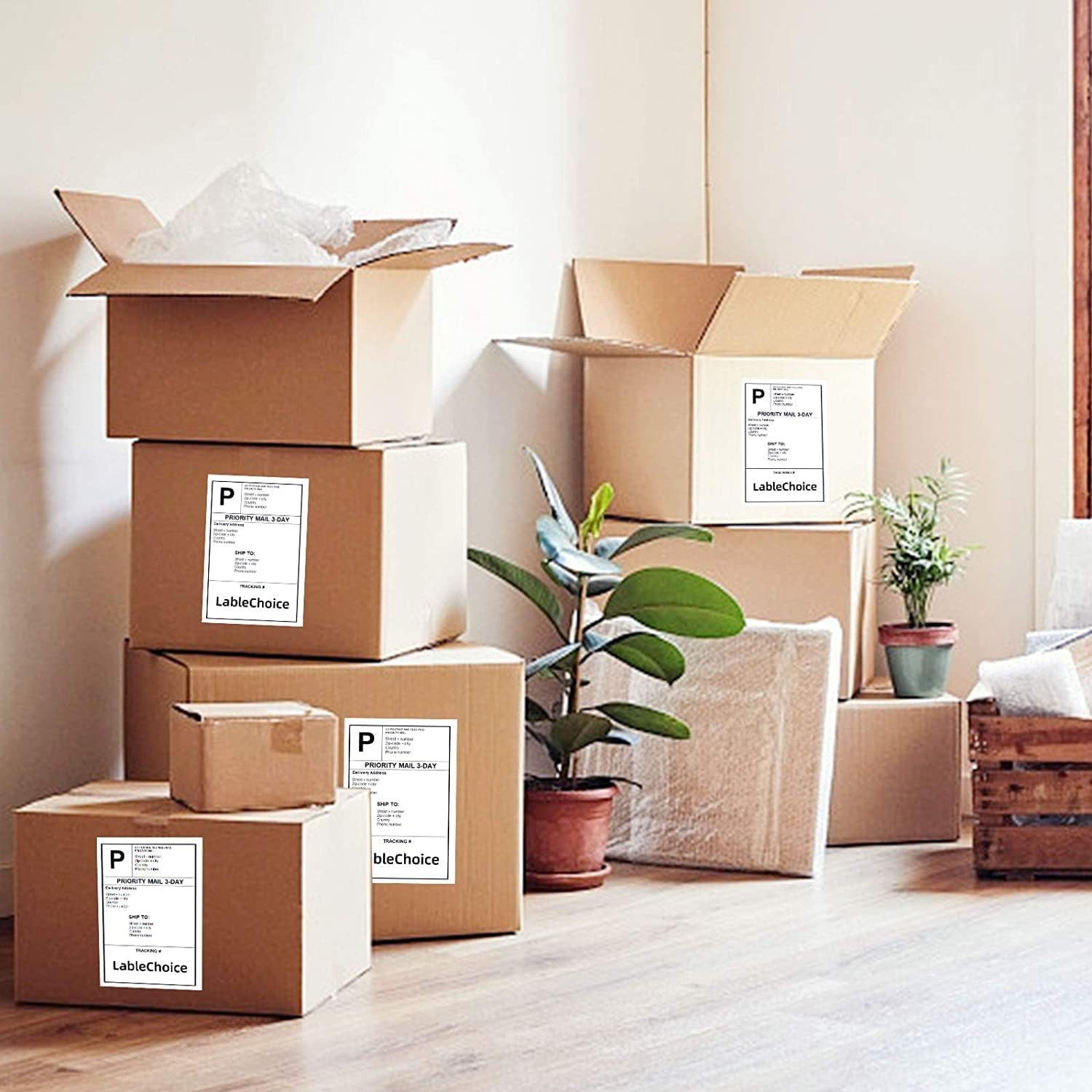 100 Sheets 200 Labels Half Sheet Self Adhesive Shipping Labels for Laser & Inkje