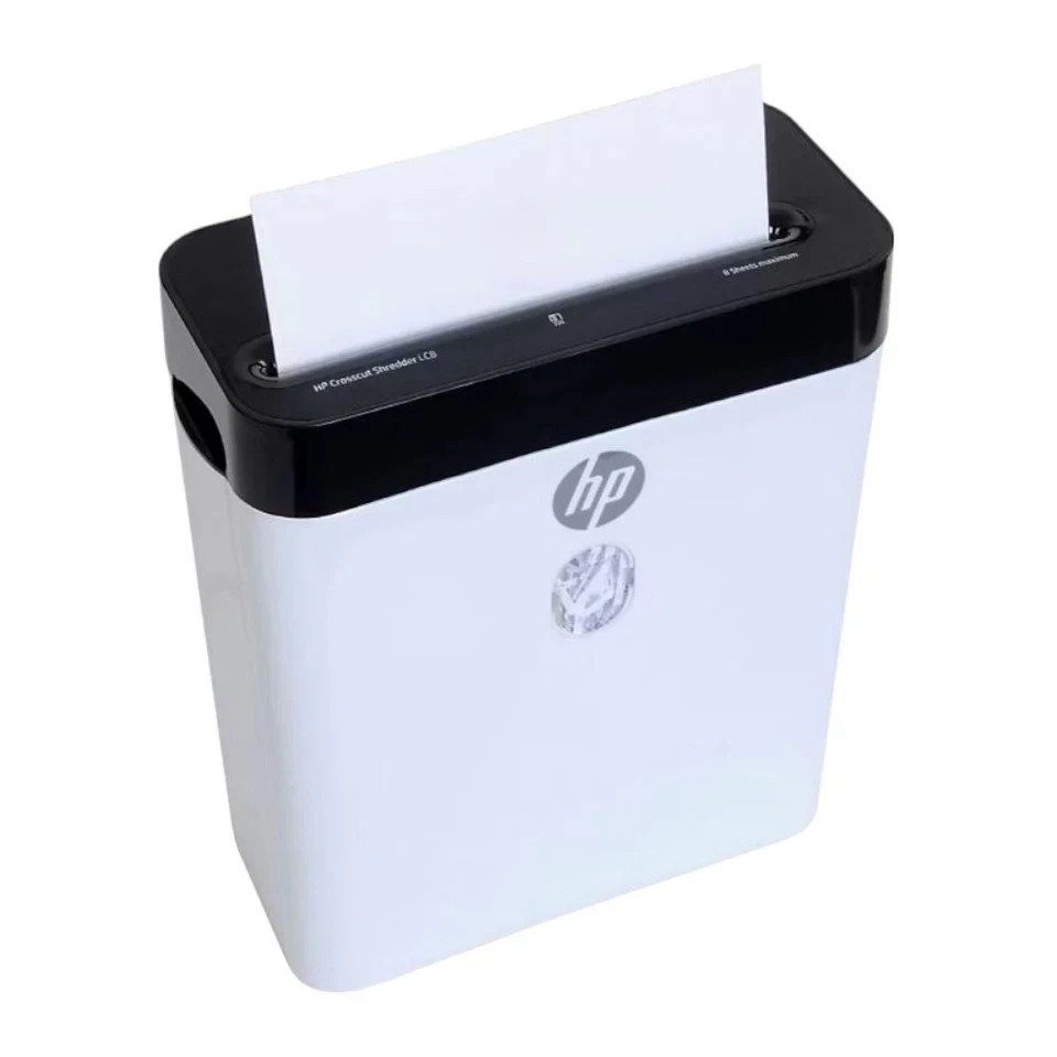 HP LC8 8-Sheet 3.2-gallon basket 68DB Crosscut Shredder White 91011B