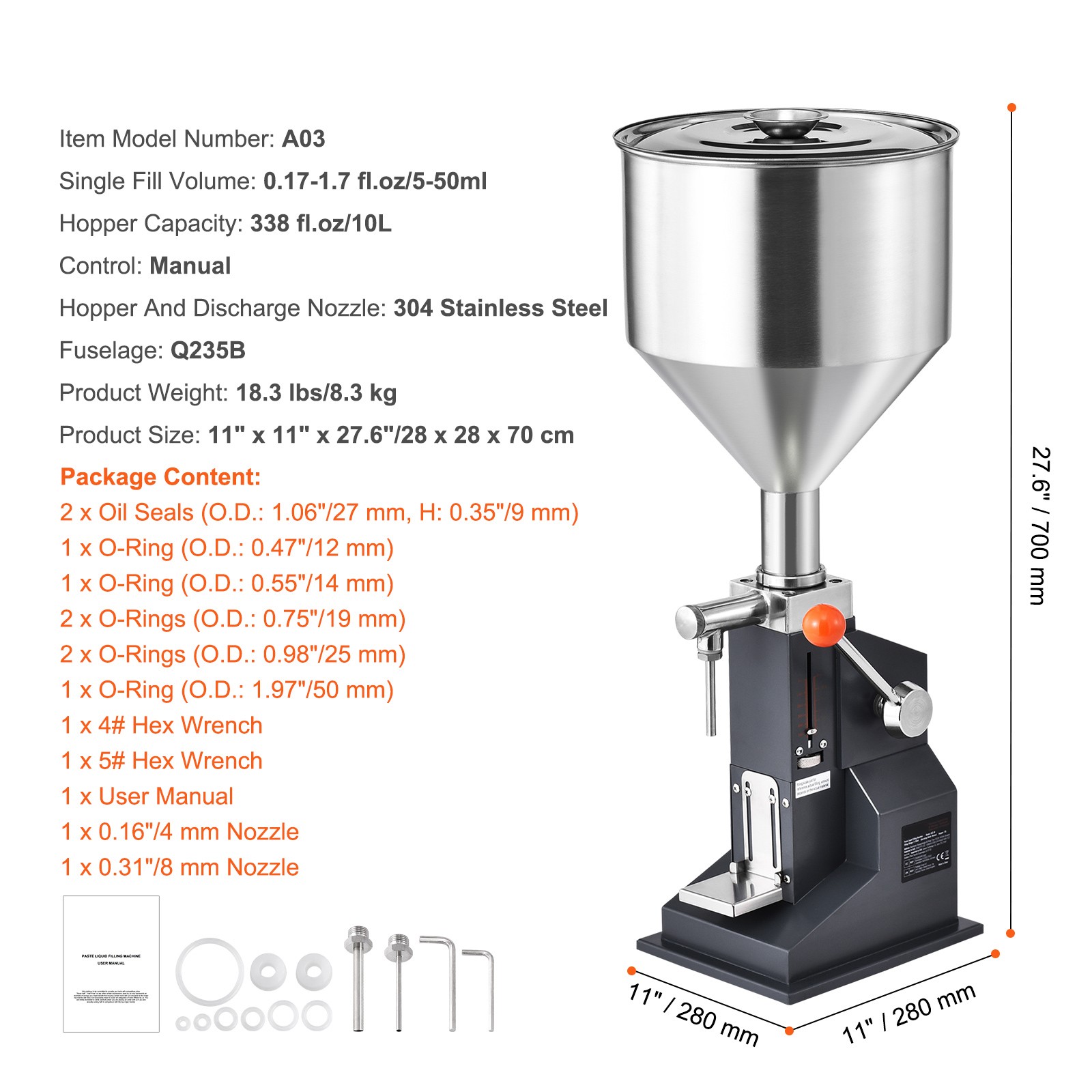Manual Liquid Filling Machine Oil Paste Bottle Filler 5-50ml Adjustable