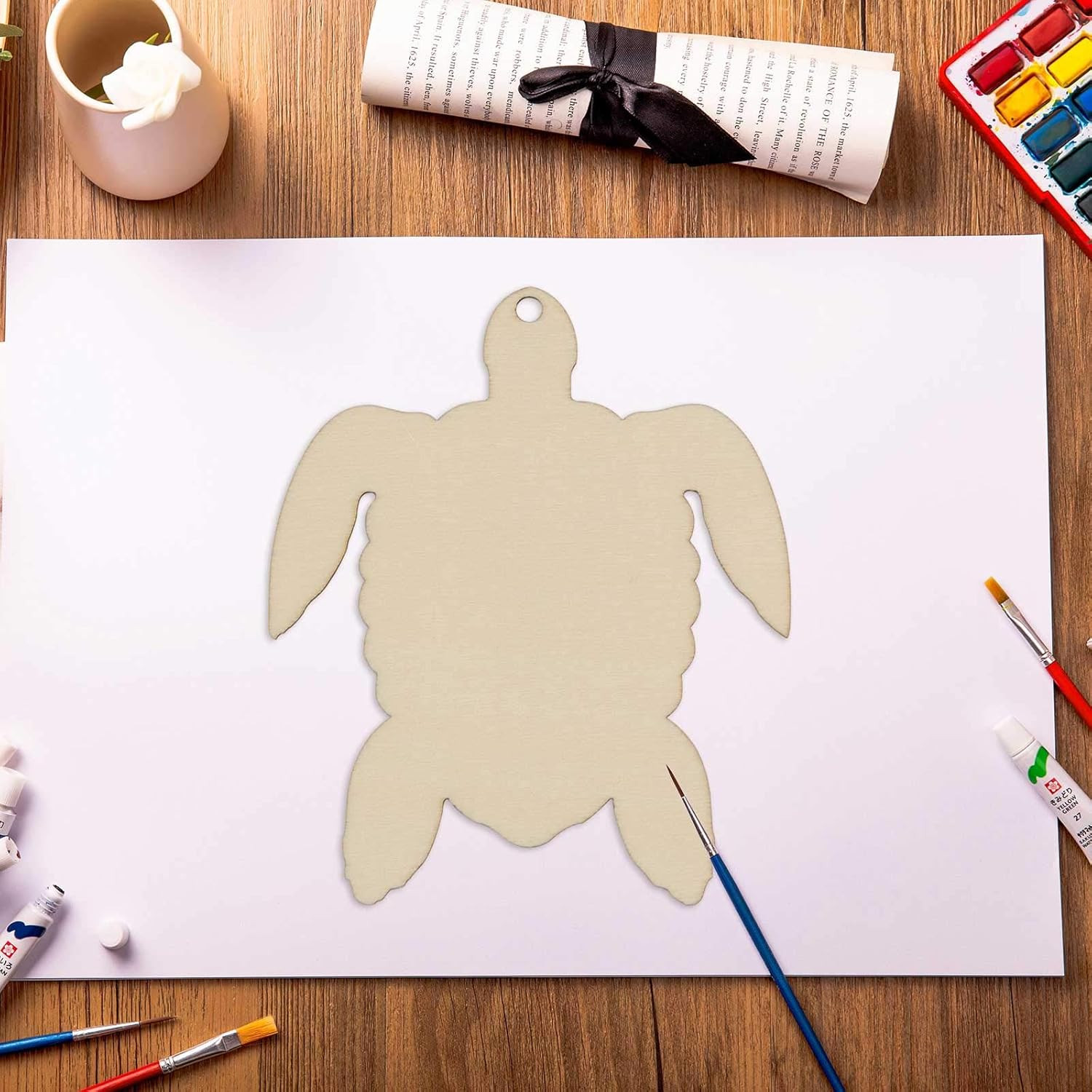 20Pcs Sea Turtle Shape Unfinished Wood Cutouts DIY Crafts Blank Hanging Wooden T