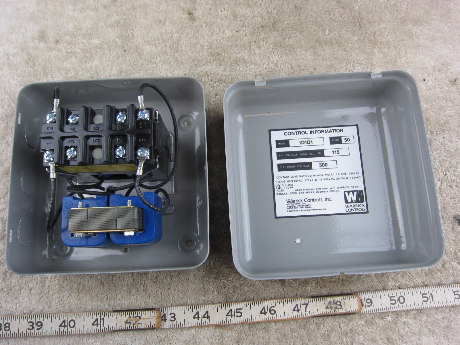 Warrick Controls Gems 1D1D1 115/300V 1NC 1NO NEMA1 Control Relay, New