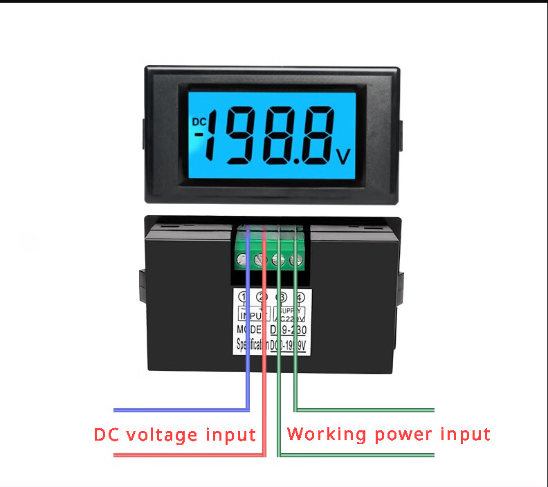 High Precision DC Voltage Tester 0-199.9V/200V Large Blue LCD Digital Voltmeter