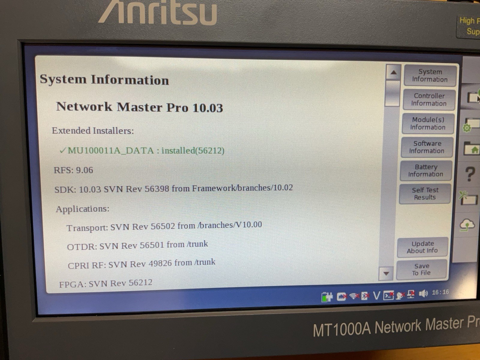 Anritsu MT1000A Network Master Pro; MU100090A, MU100021A, MU100011A Modules