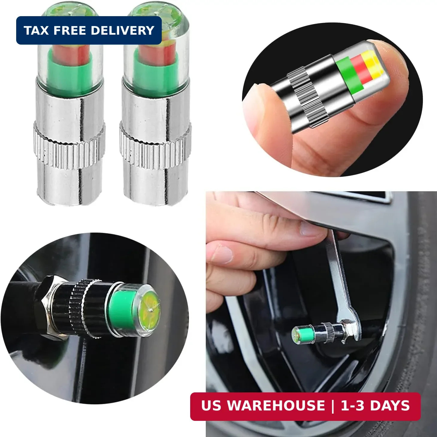 12pcs Car tire Pressure Monitor Valve stem Cap Sensor Indicator, 2.4Bar 36PSI Pr