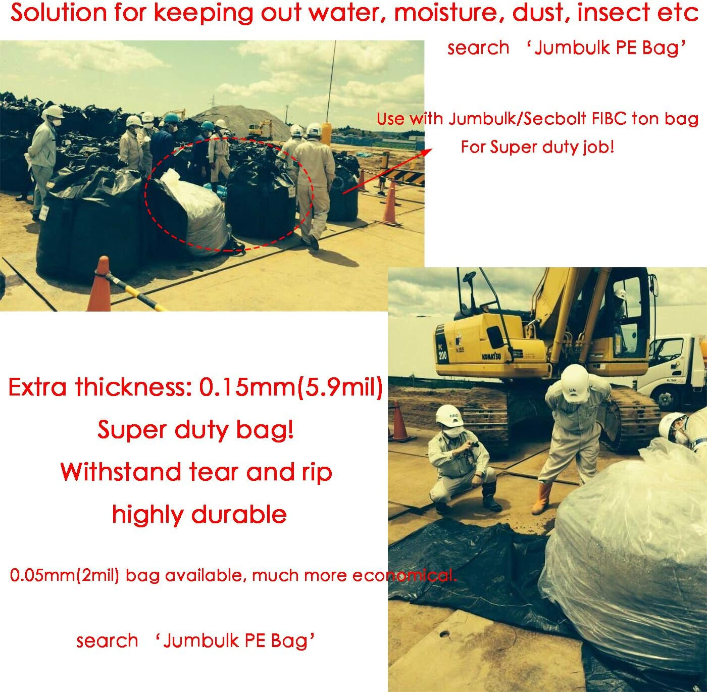 & Secbolt FIBC Bulk U Panel One Ton Bag, Sand Bag, 35″L X 35″W X 35″H, 180 Gall