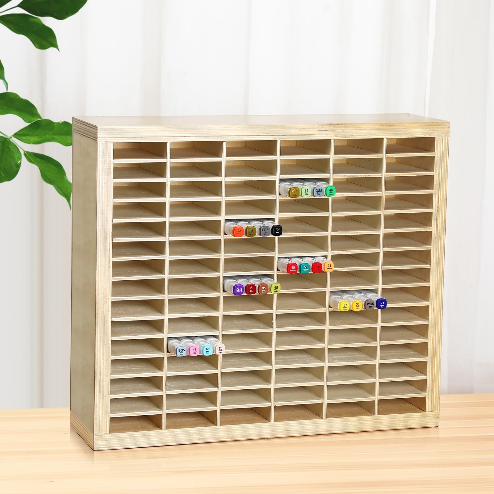 Wooden Marker Organizer 360 Capacity 18.11×15.59×5.12in – Art Supply Storage