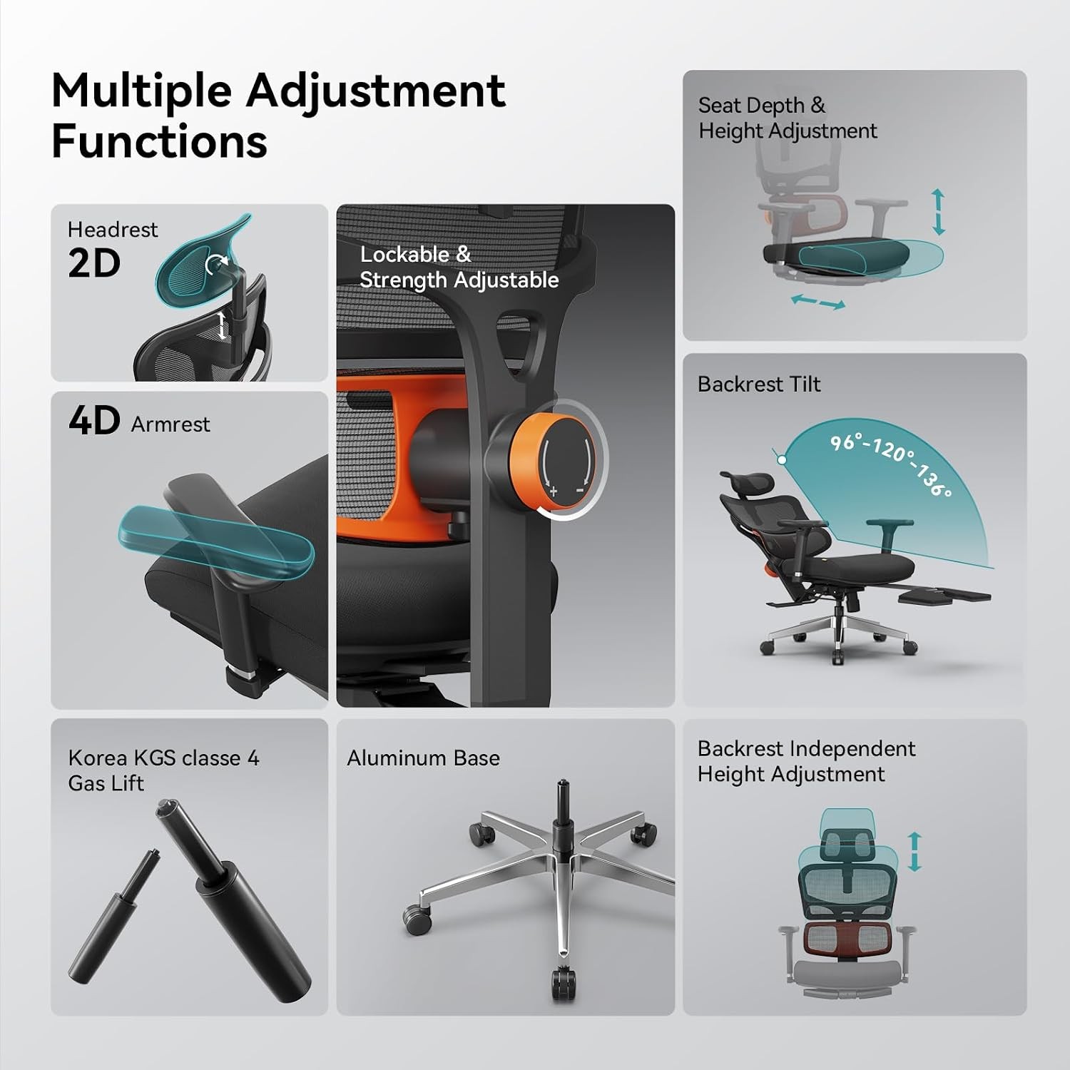 Computer Desk Chair with Retractable Laptop Tray, Auto Tracking Lumbar Support,