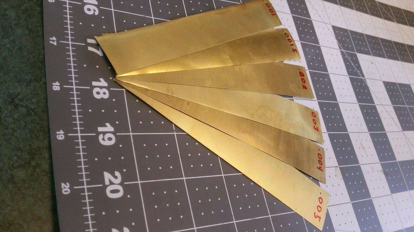 Brass Shim Stock Assortment 0.001 0.0015 0.002 0.003 0.004 0.005 1″x6″ LOT OF 6