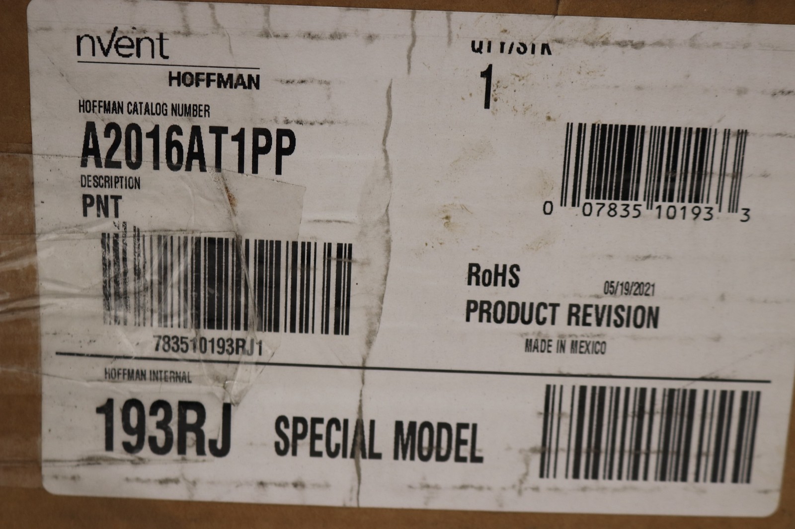 Hoffman nVent A2016AT1PP 193RJ Locking Enclosure 20x16x7 IP30 Wall Mount Metal