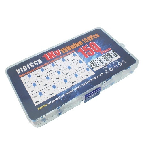150pcs 15Values High Voltage Ceramic Disc Capacitor Assortment Kit Model: 1KV
