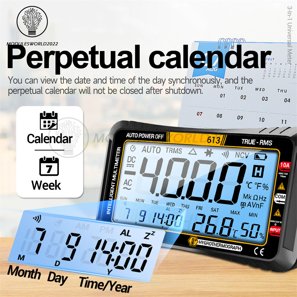 ANENG 612/613 Intelligent Digital Multimeter Calendar/ Thermohygrometer 3-in-1