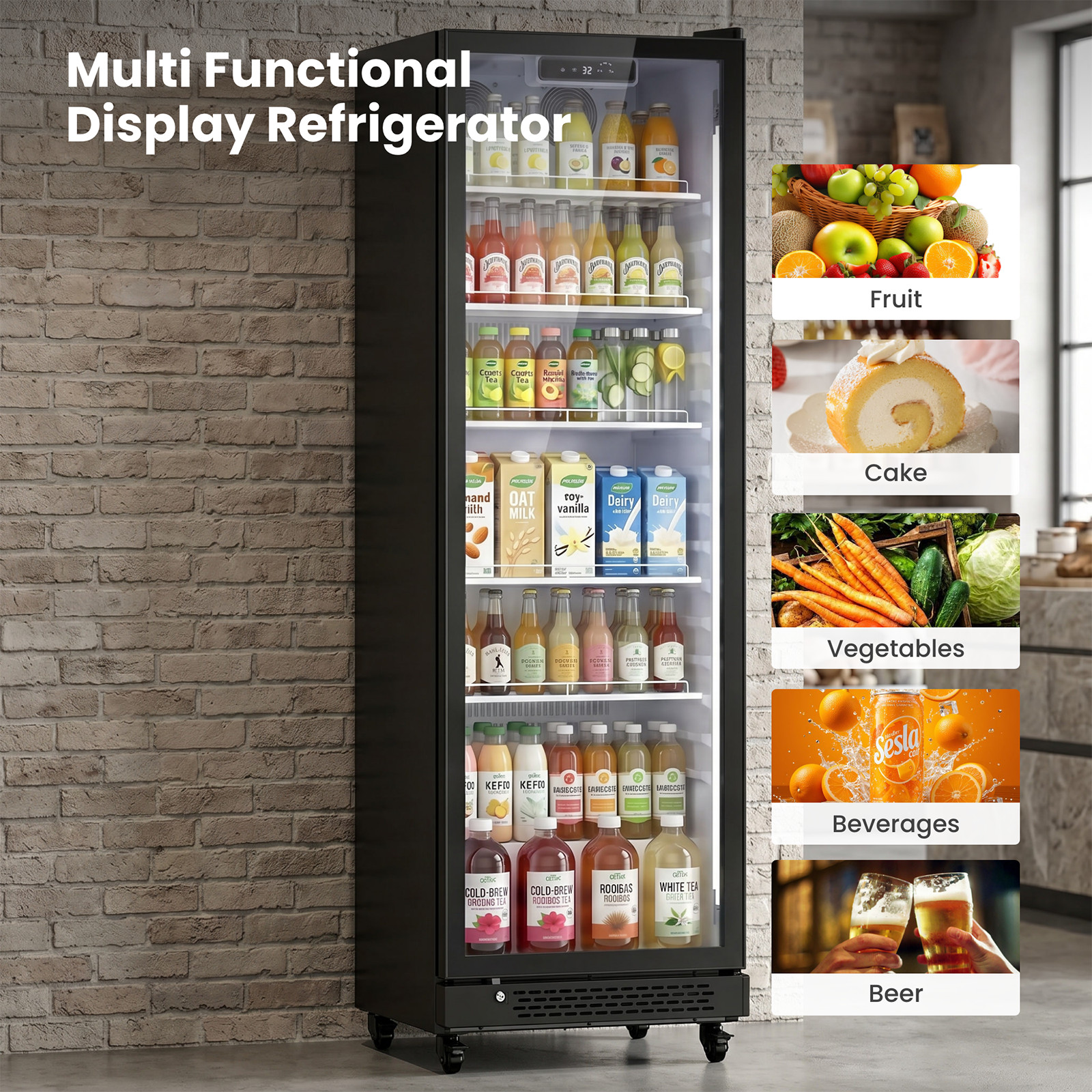 Yeego Commercial Refrigerator Display Cooler 1 Glass Door Merchandiser Fridge