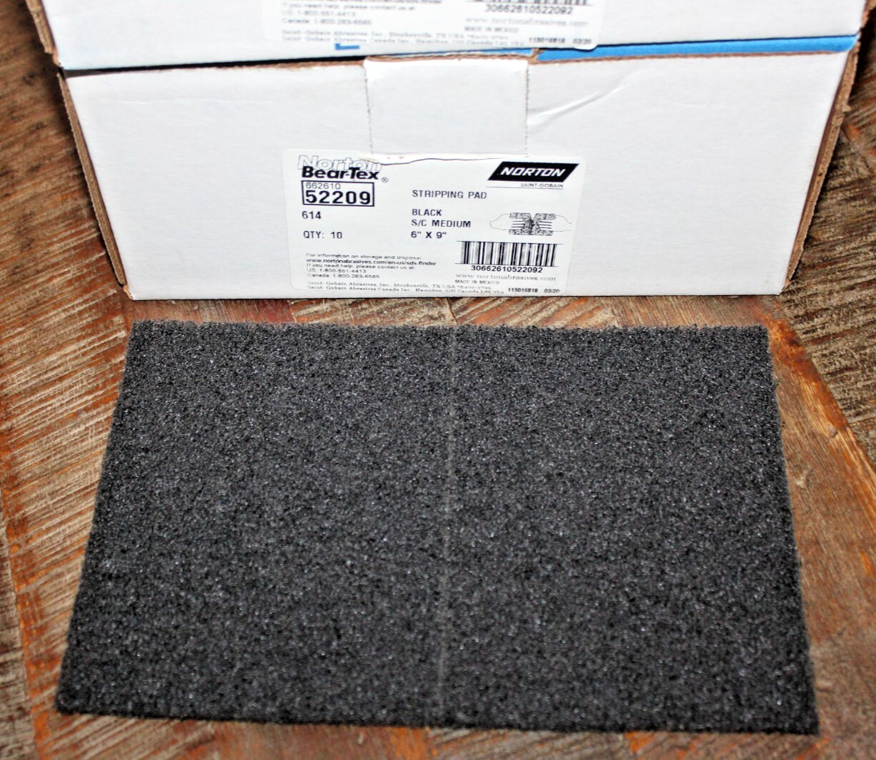 NORTON BEAR-TEX 52209 Black 6″ X 9″ Cleaning/Stripping/Utility Pad (614) Qty 30