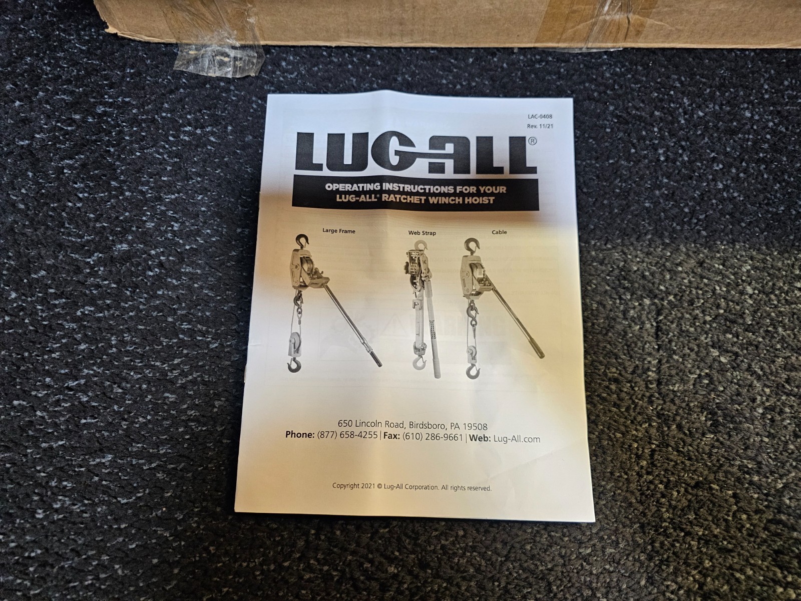 Lug-All 25-A 1 1/2 Lineman’s Ton Web Strap Hoist 8 ft Single Line Lift