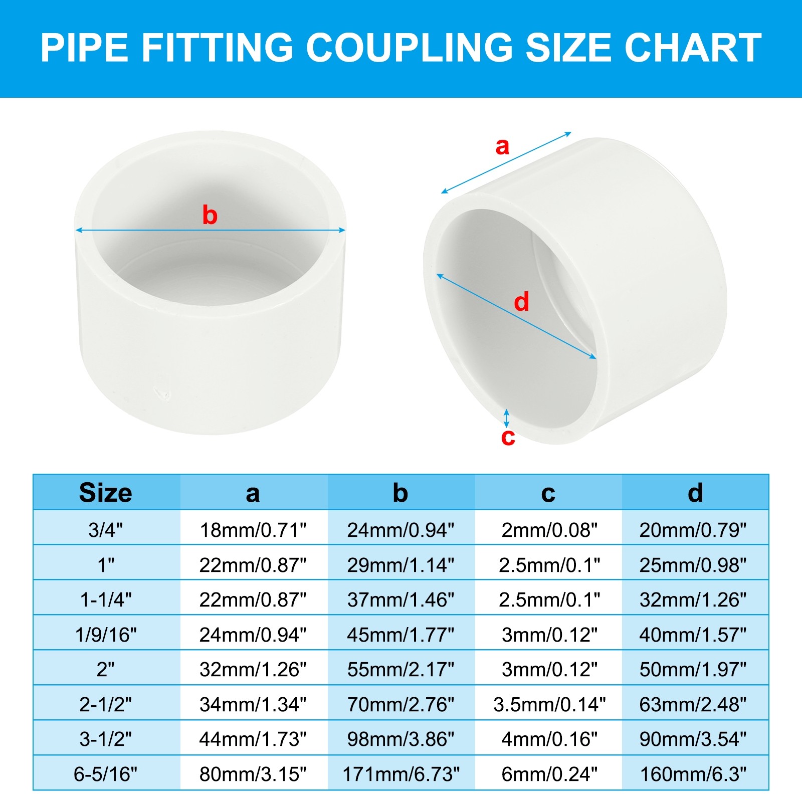 6 Pcs White 1-1/4″ Plastic Pipe Plug Adapter Pipe End Cap Fitting