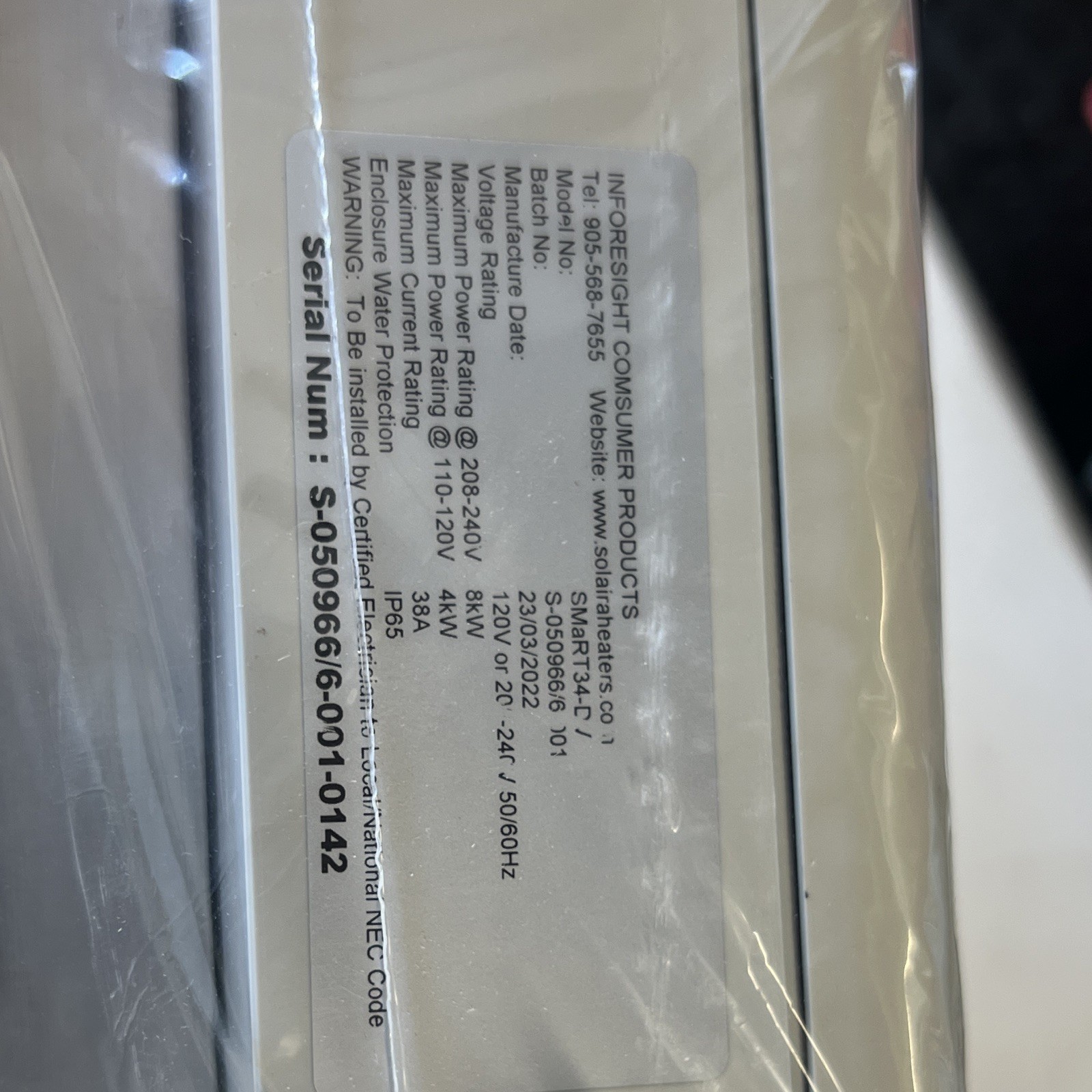 INFORESIGHT SMaRT34-DV Variable Controller IP65 S-050966/6-001 38A 110-120V