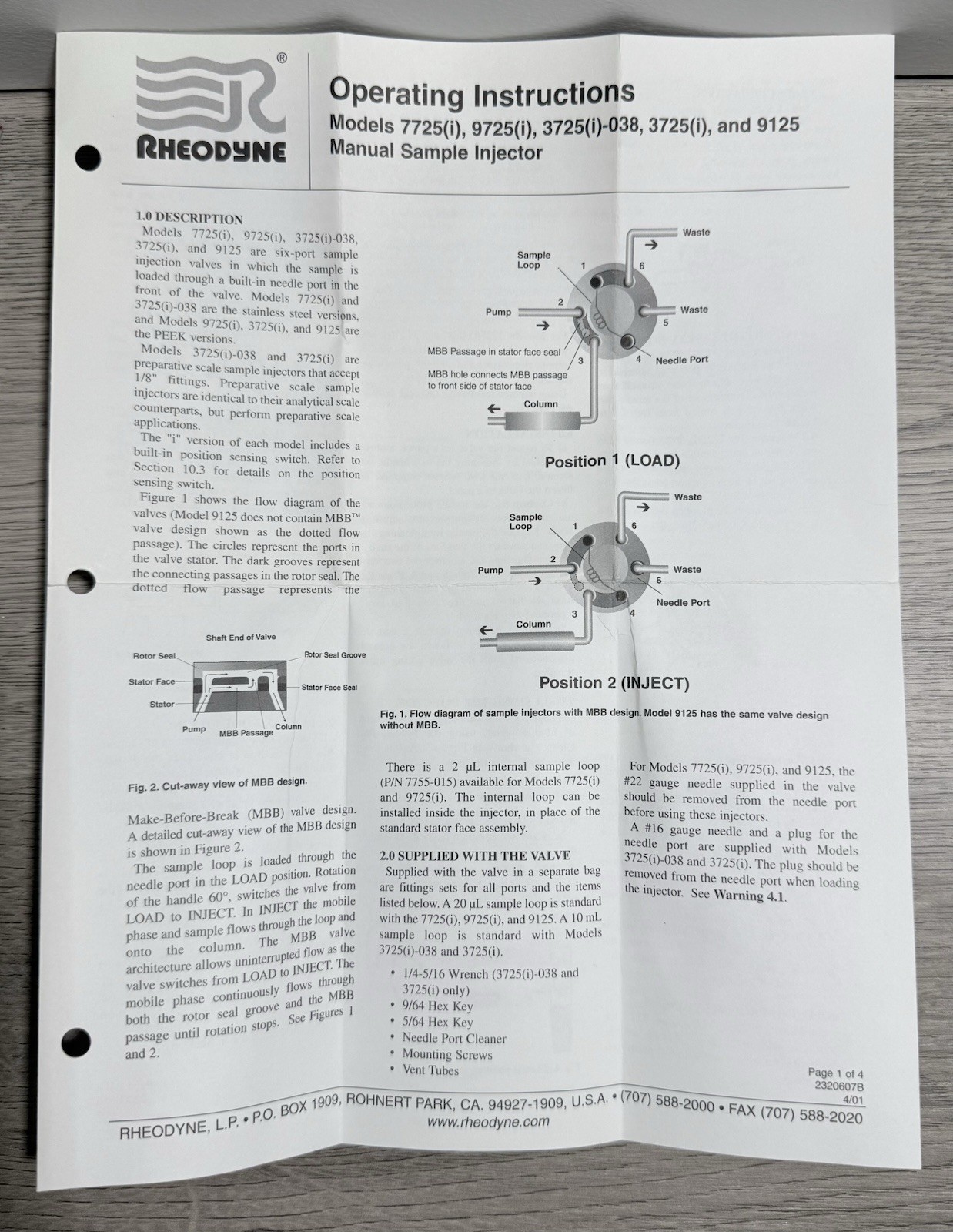 Agilent Technologies Rheodyne Valve Kit MI 5063-6502 7725I-075