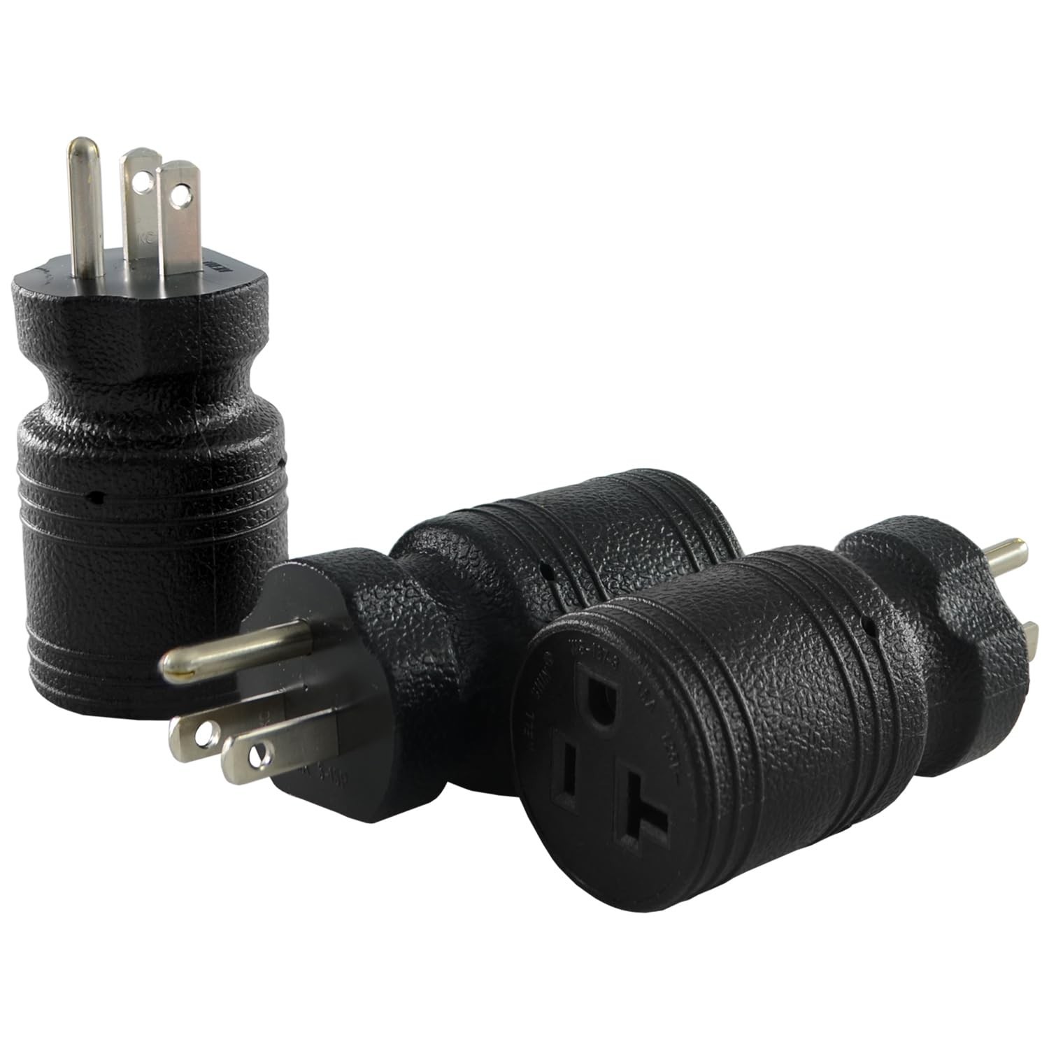 Conntek 3-30129(3-Pack) NEMA 5-15P to NEMA 5-15/20R Plug Adapter 15-Amp to 15…