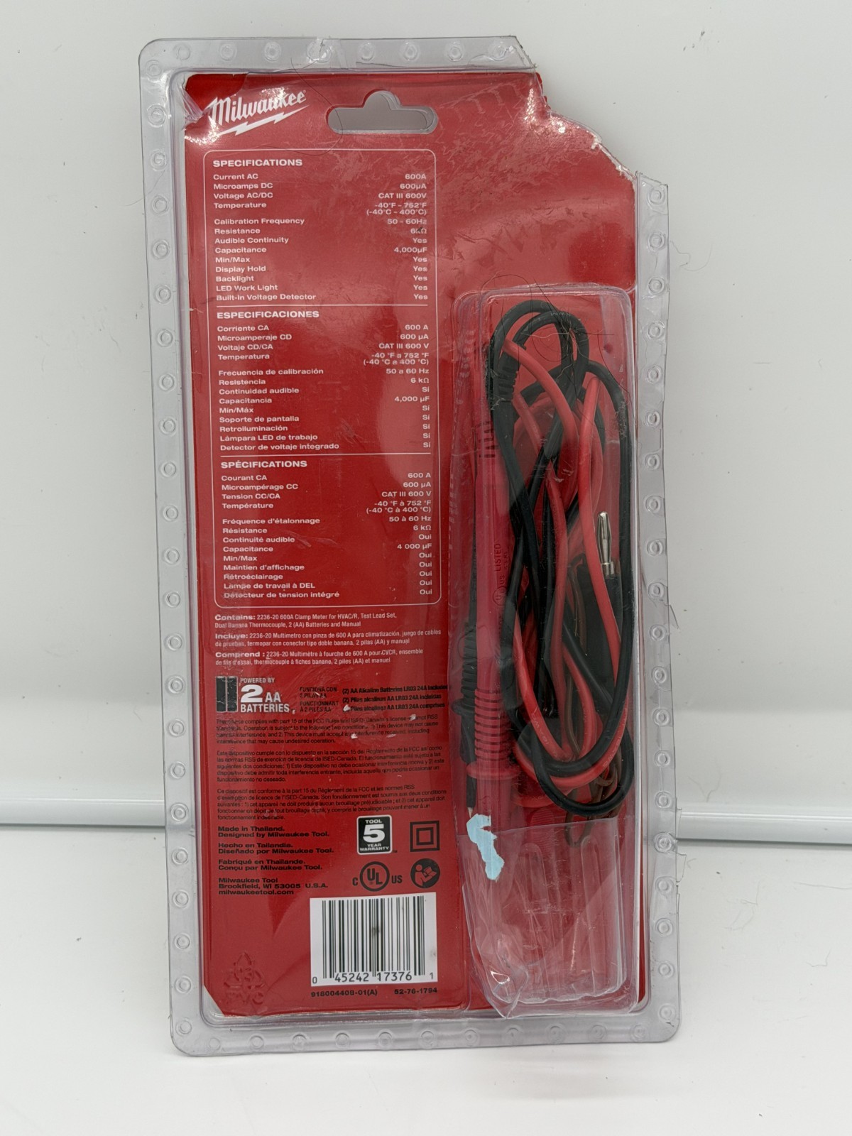 MILWAUKEE 2236-20 Heavy-Duty Clamp Meter for Hvac/R True-RMS 600 Amp AC – NEW