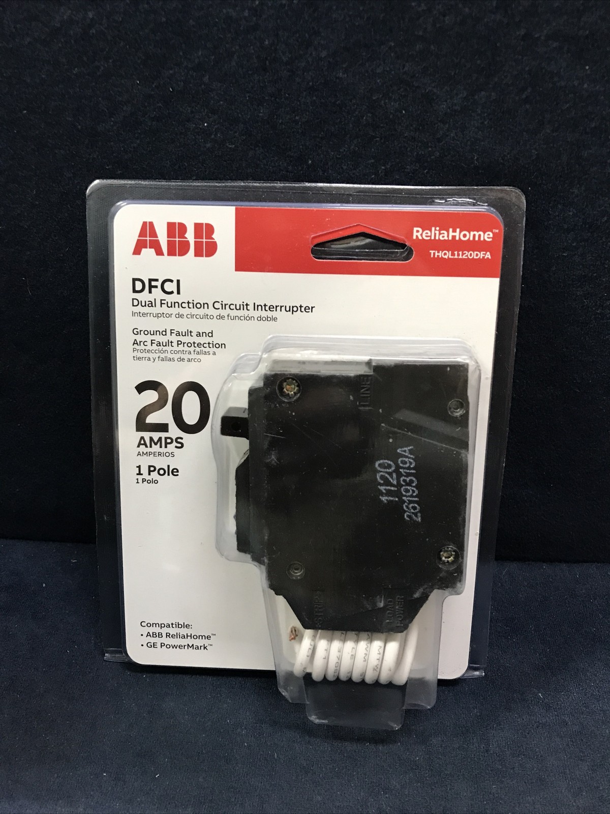 ABB ReliaHome THQL1120DFA 20 Amp 1-Pole Dual Function DFCI Circuit Breaker -NEW