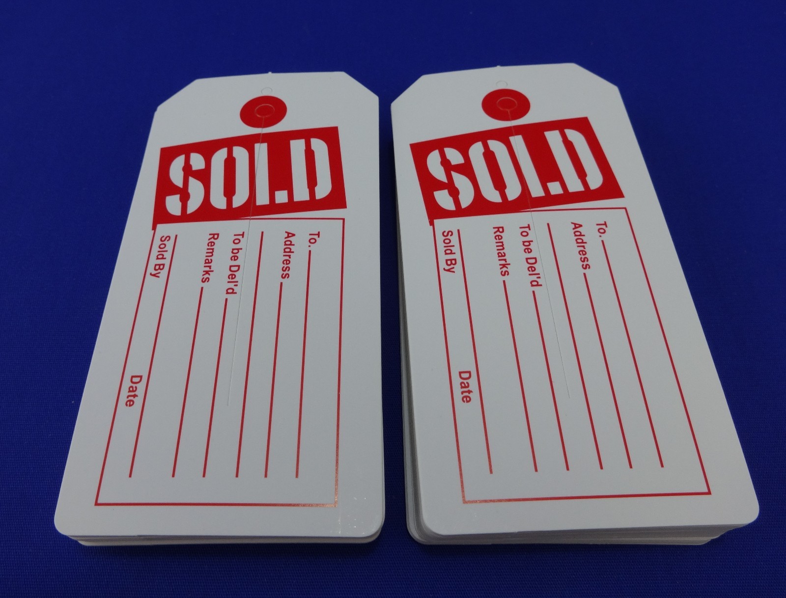 Sold Tags with Slit Merchandise Price Tags Red / White New