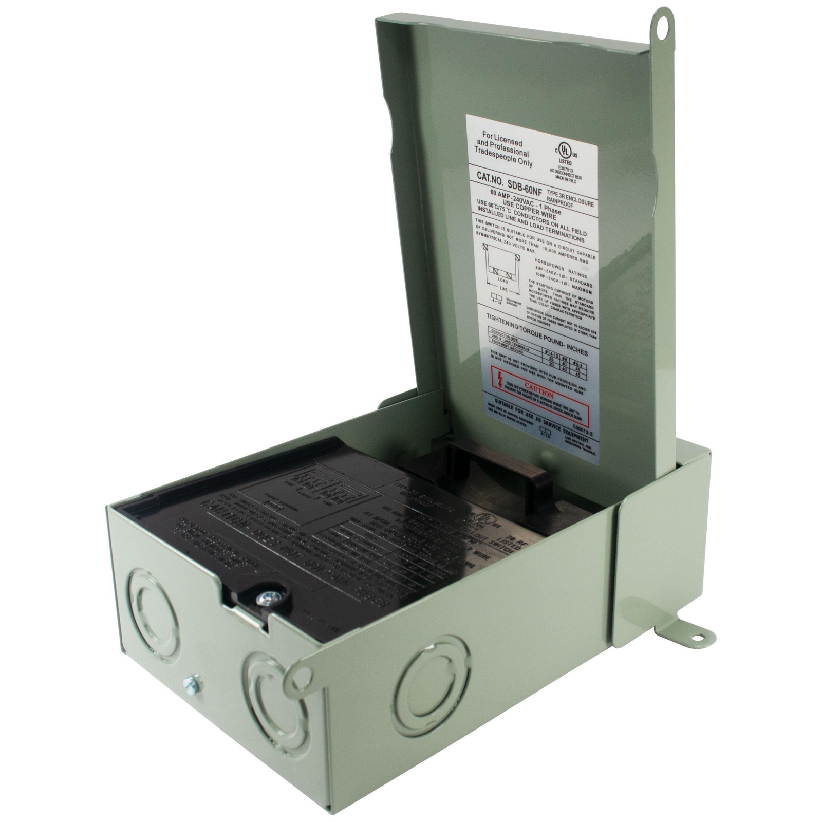 MA-Line MA-WSNFD60A Disconnect Box 60A Non-Fused. UL and CUL Listed 240VAC. Sing