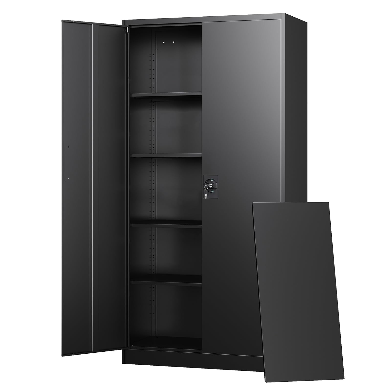 Steel Garage Tool Cabinet Locking Adjustable Shelves Home Office Warehouse Black