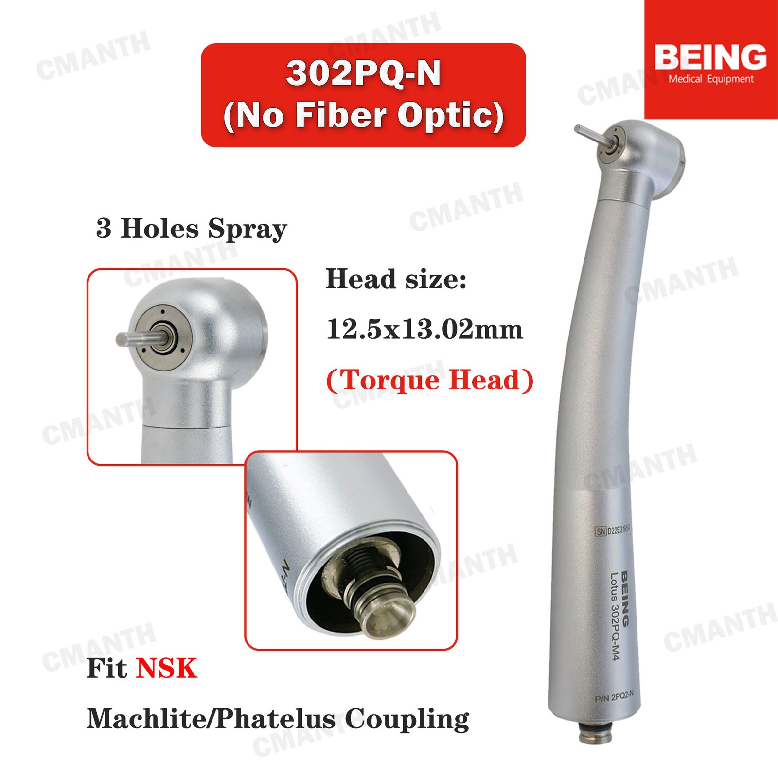BEING Dental High Speed Handpiece Fiber Optic Air Turbine4/6Hole Coupler Fit NSK