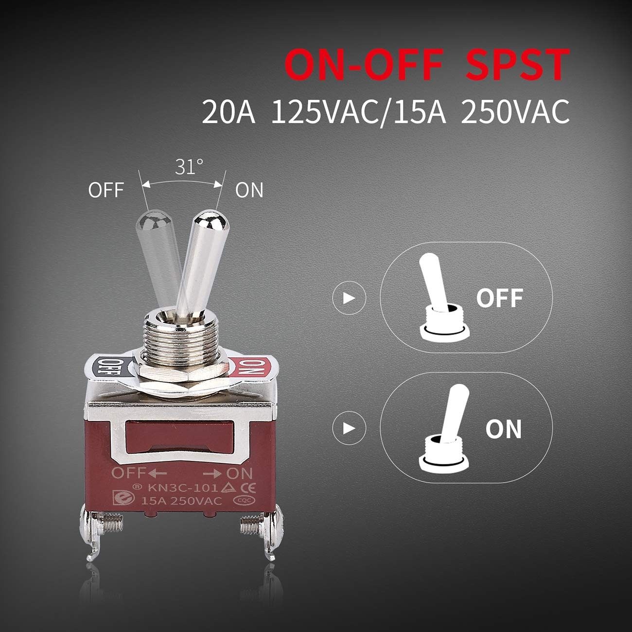 Waterproof Toggle Switch 12V DC 30A Heavy Duty 2 Pin ON Off SPST Weatherproof