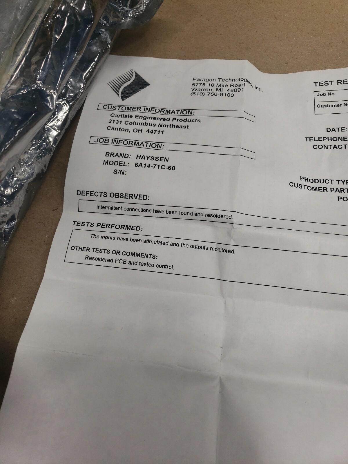 Hayssen 6A14-71C-60 Temp Controller #110Z38RM