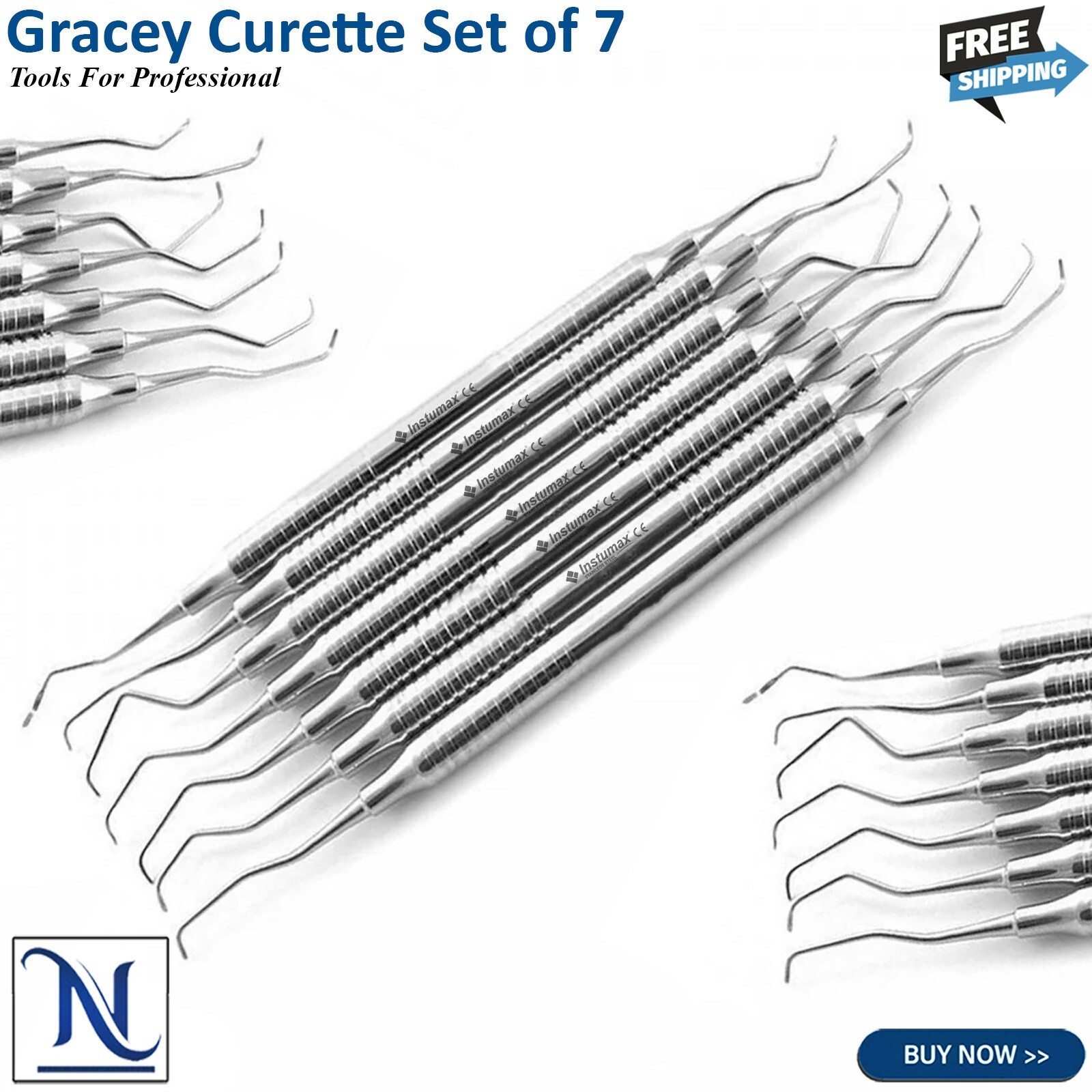 7 Pcs Gracey Curettes Set – Hollow Handle Periodontal Dental Surgical Instrument