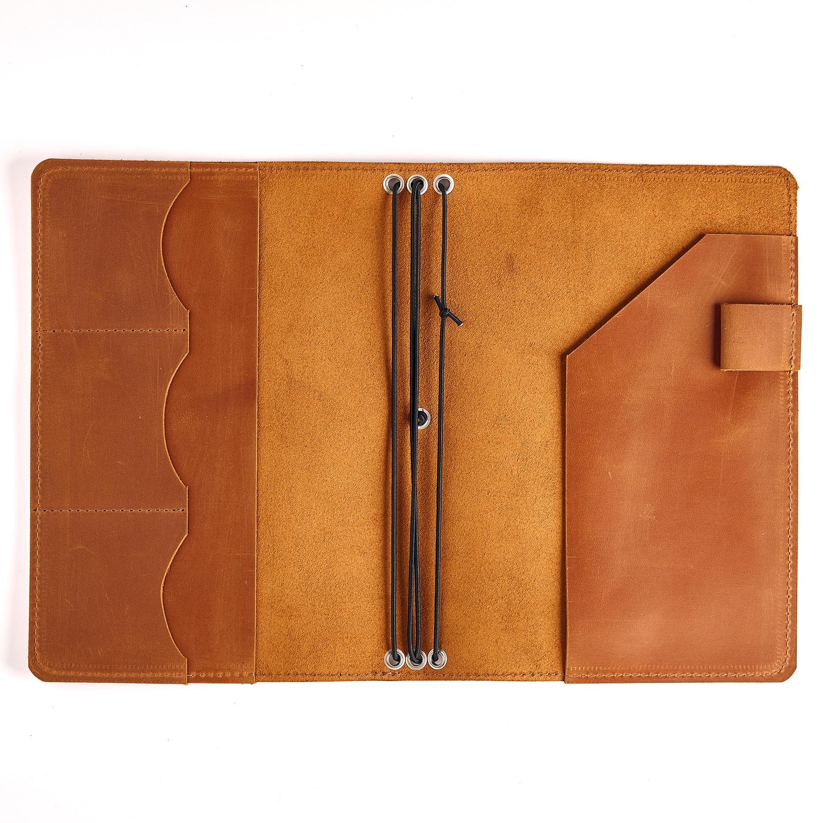 Genuine Leather Journal Cover A5 – Refillable Notebook Organizer with 3 Elast…