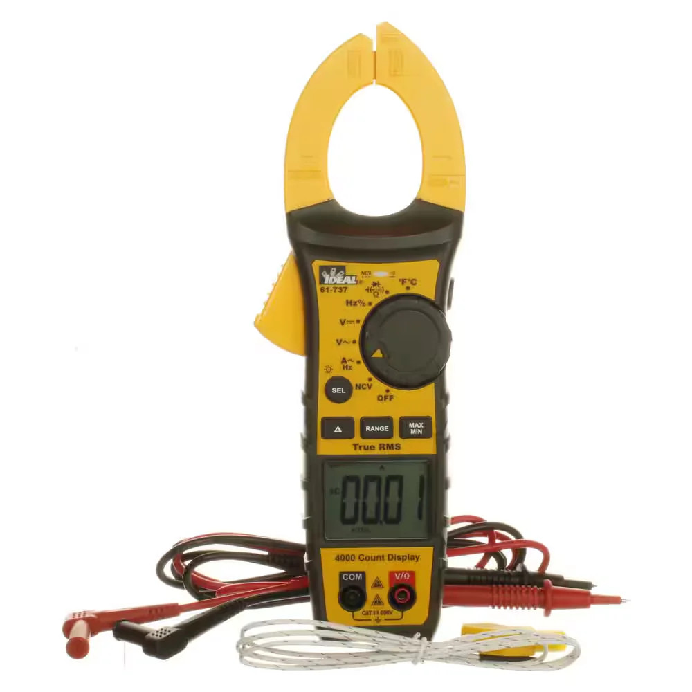 IDEAL 400Amp 600V AC/DC Digital TRMS Clamp Meter with NCV and Temp Audible Alert