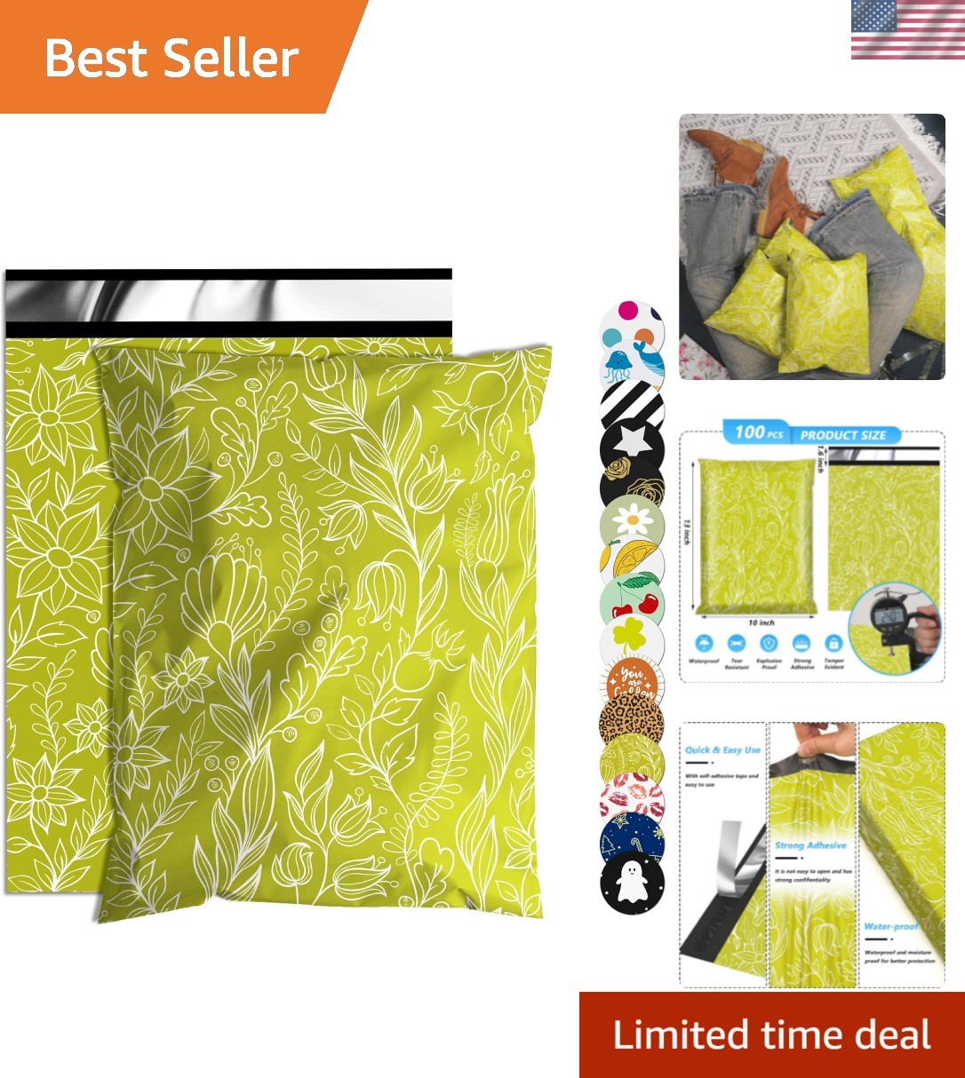 Poly Mailer 10×13 Inch 100 Pcs, Waterproof and Tear-Resistant Shipping Bags f…