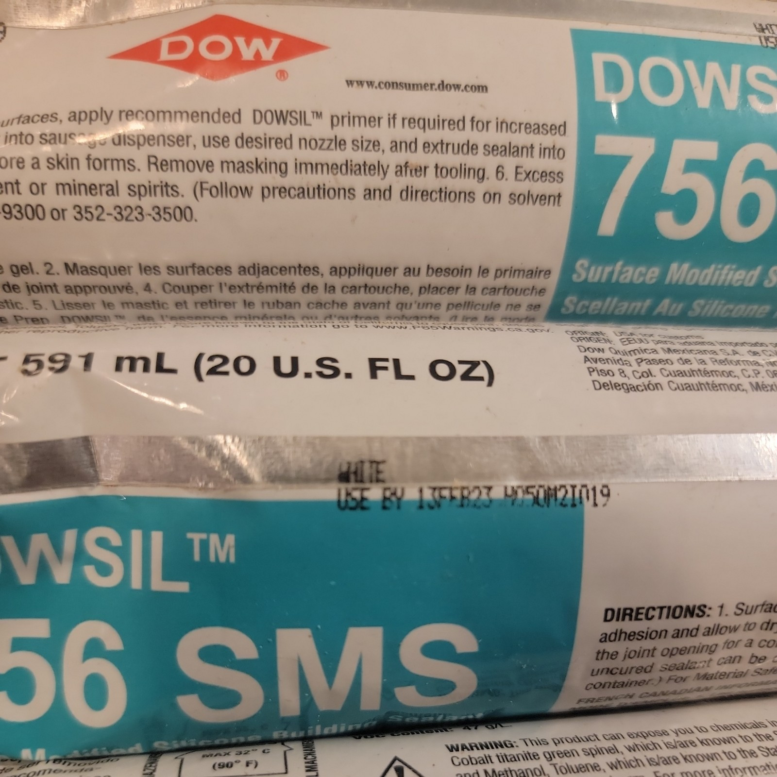 9 tubes Dowsil 756 Sausages white (Expired) sealant 20 oz tubes