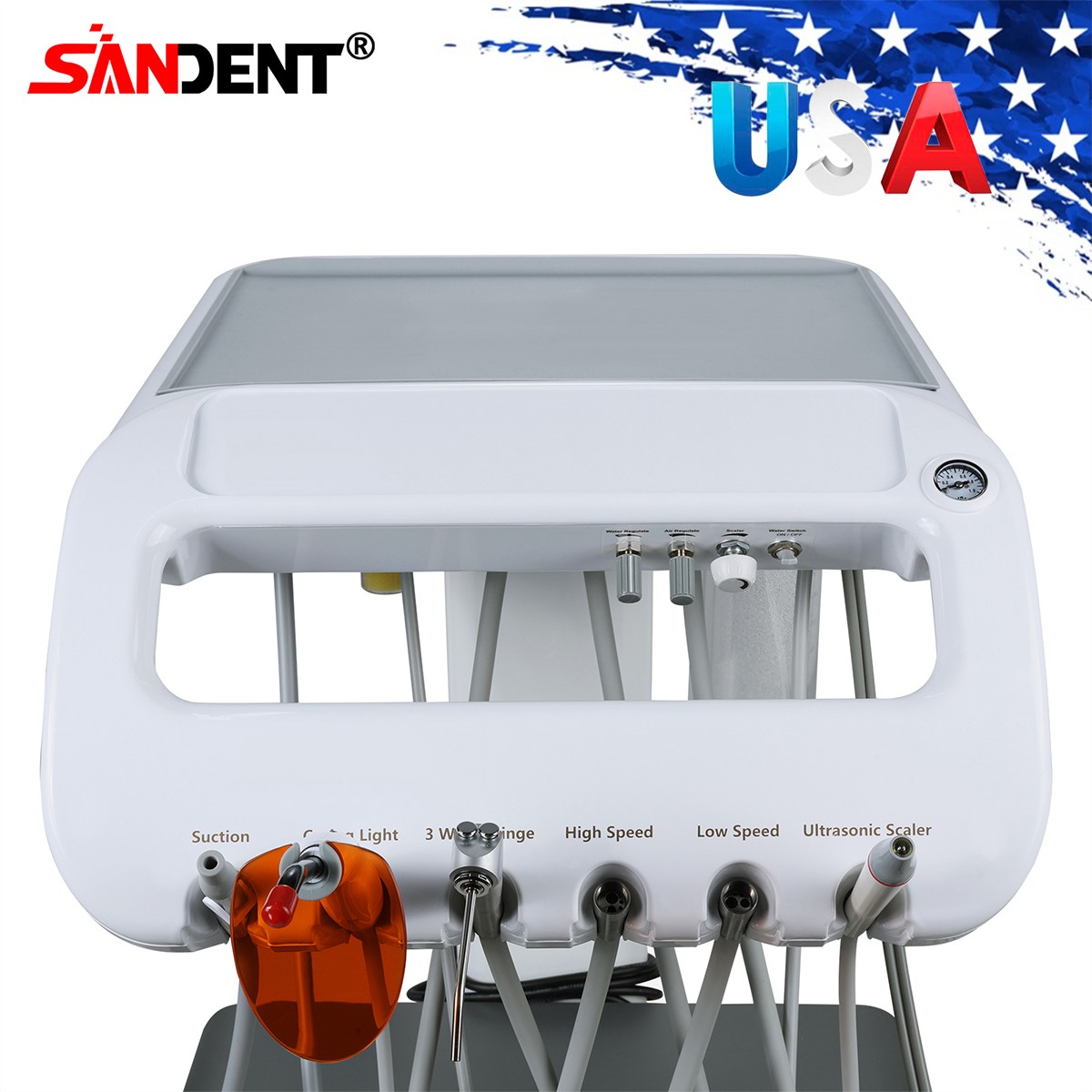 FDA Dental Portable Delivery Unit Syringe Suction Turbine w 4H Air Compressor