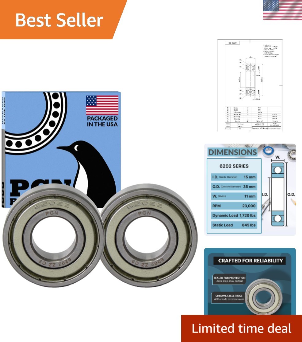 PGN 2 Pack Sealed Ball Bearings – Chrome Steel with High RPM Support 15x35mm