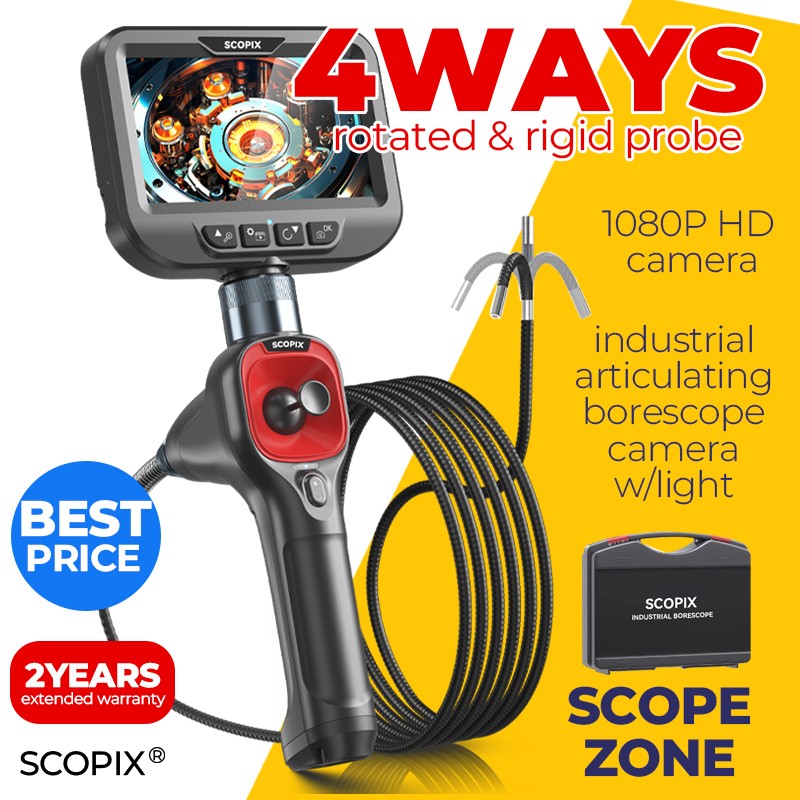 SCOPIX 2-Way Borescope 6.2mm Slim Probe Inspection Camera Endoscope with Light
