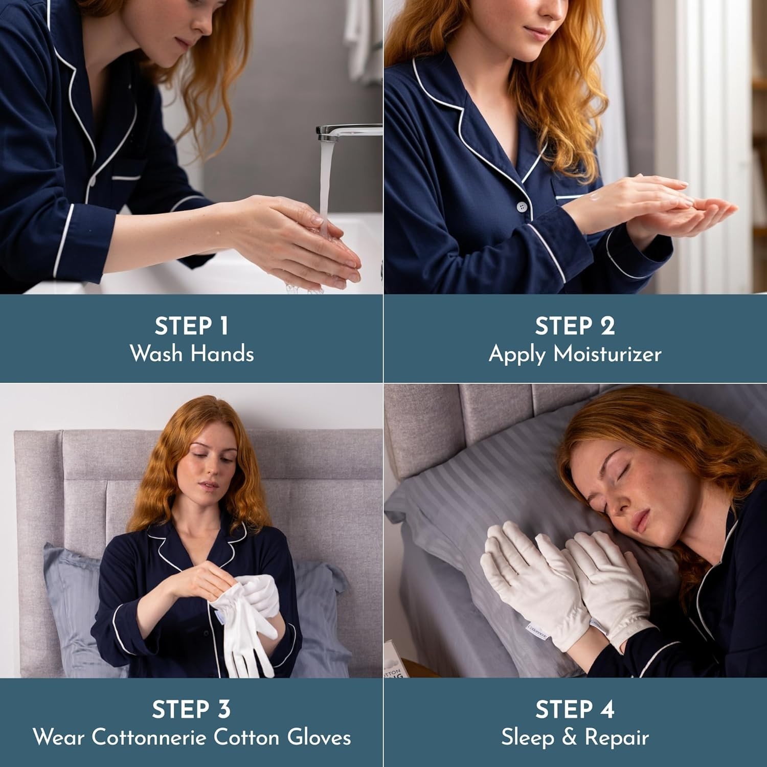 Cotton Gloves Moisturizing Hand Sleep Overnight Eczema Therapy Reusable