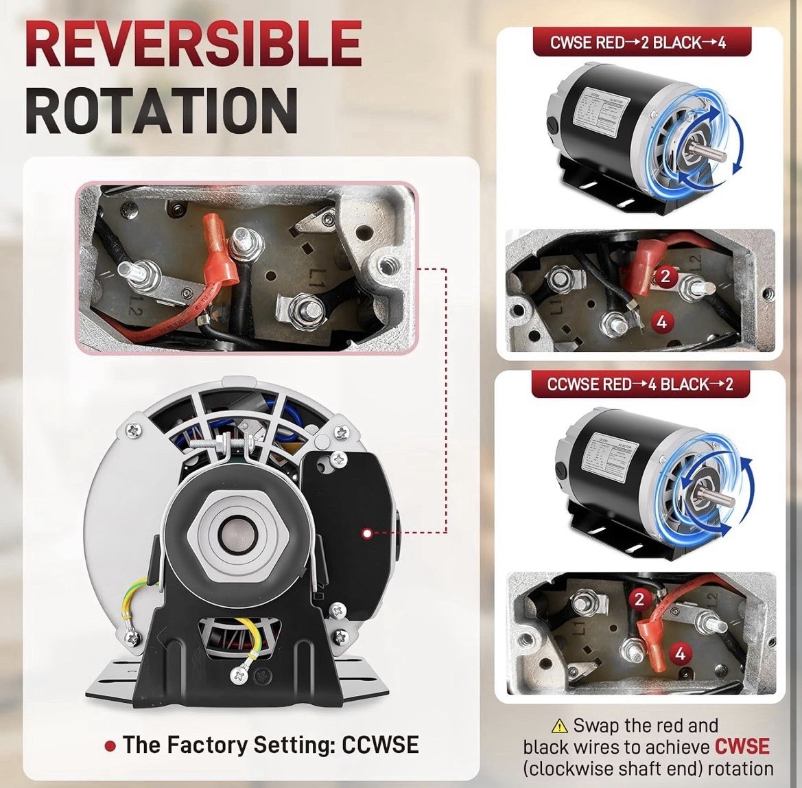 656——GF2054 1/2HP 115V Single Phase 1725RPM 48Y 60Hz 7.2A ODP Reversible