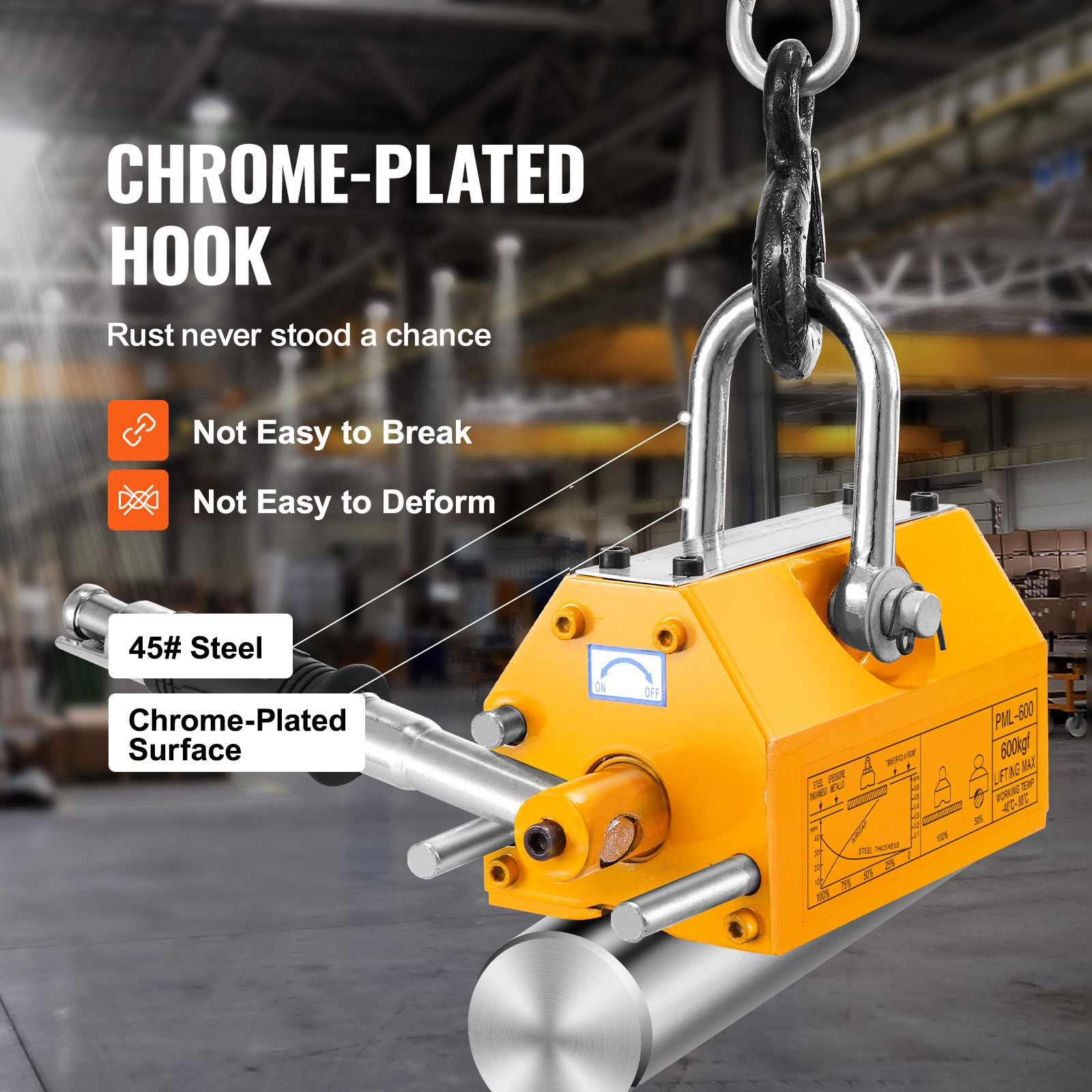 Uimoso Permanent Magnetic Lifter Lifting Magnet 1320 lbs/600 kg Neodymium Hoist
