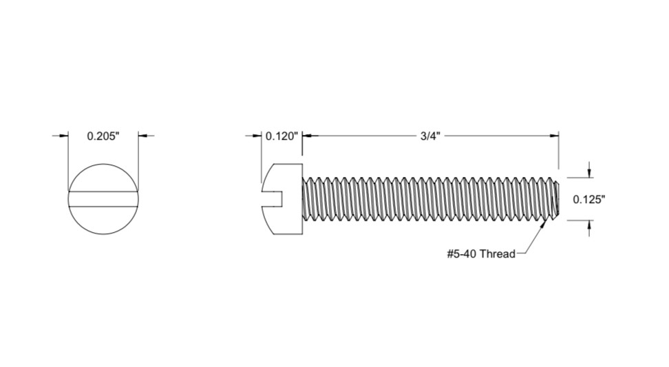 5-40 X 3/4 Slotted Fillister Narrow head screw STAINLESS .205 #5 5/40 (50/pack)