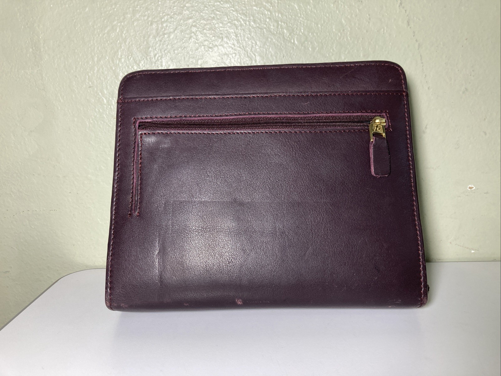 Franklin Quest Compact Burgundy Nappa Leather Zip around Planner 6 Rings