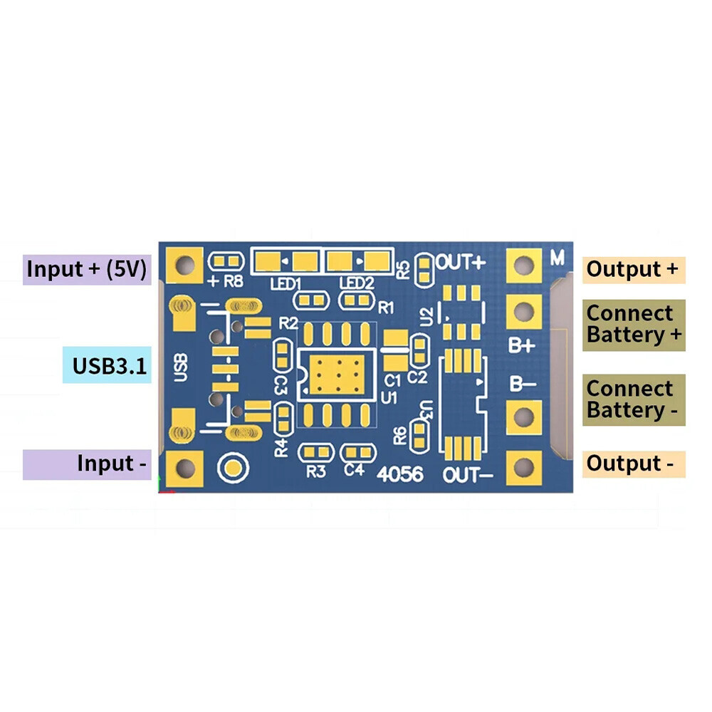20PCS Type-C USB 5V 1A 18650 TP4056 Lithium Battery Charging Board Charger
