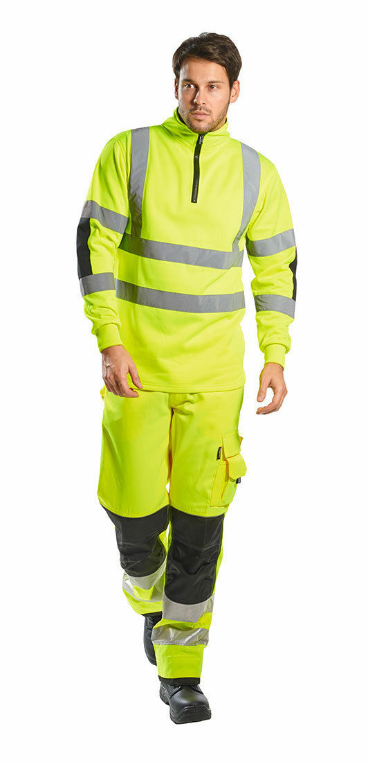 Portwest B308 Xenon Hi-Vis Polycotton Rugby Shirt with Relfective Tape ANSI