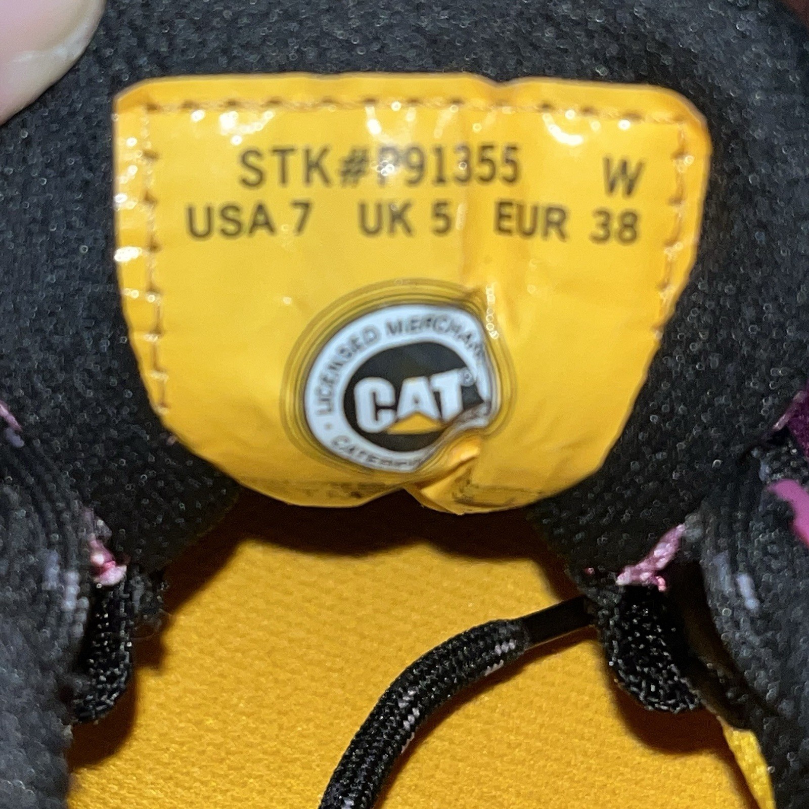 Women’s Sz 7W Cat Streamline Composite Toe Shoe Pink & Black Tennis Shoes