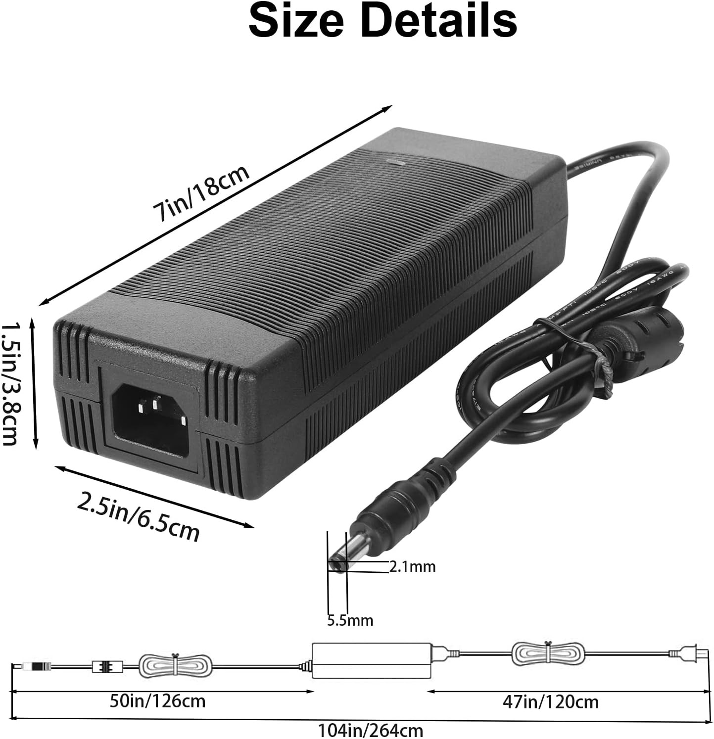 24V 8A Power Supply Adapter, AC to DC Converter 100V-240V 24 Black