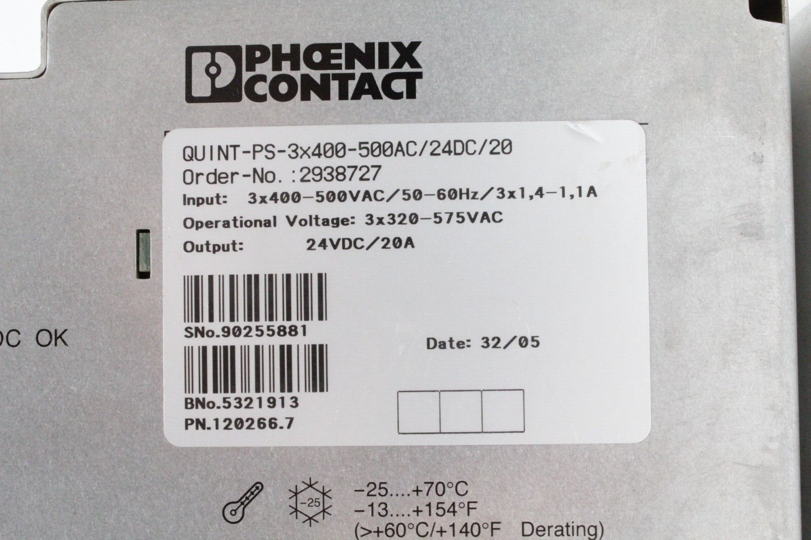 Phoenix Contact QUINT-PS-3×400-500AC/24DC/20 Power Supply