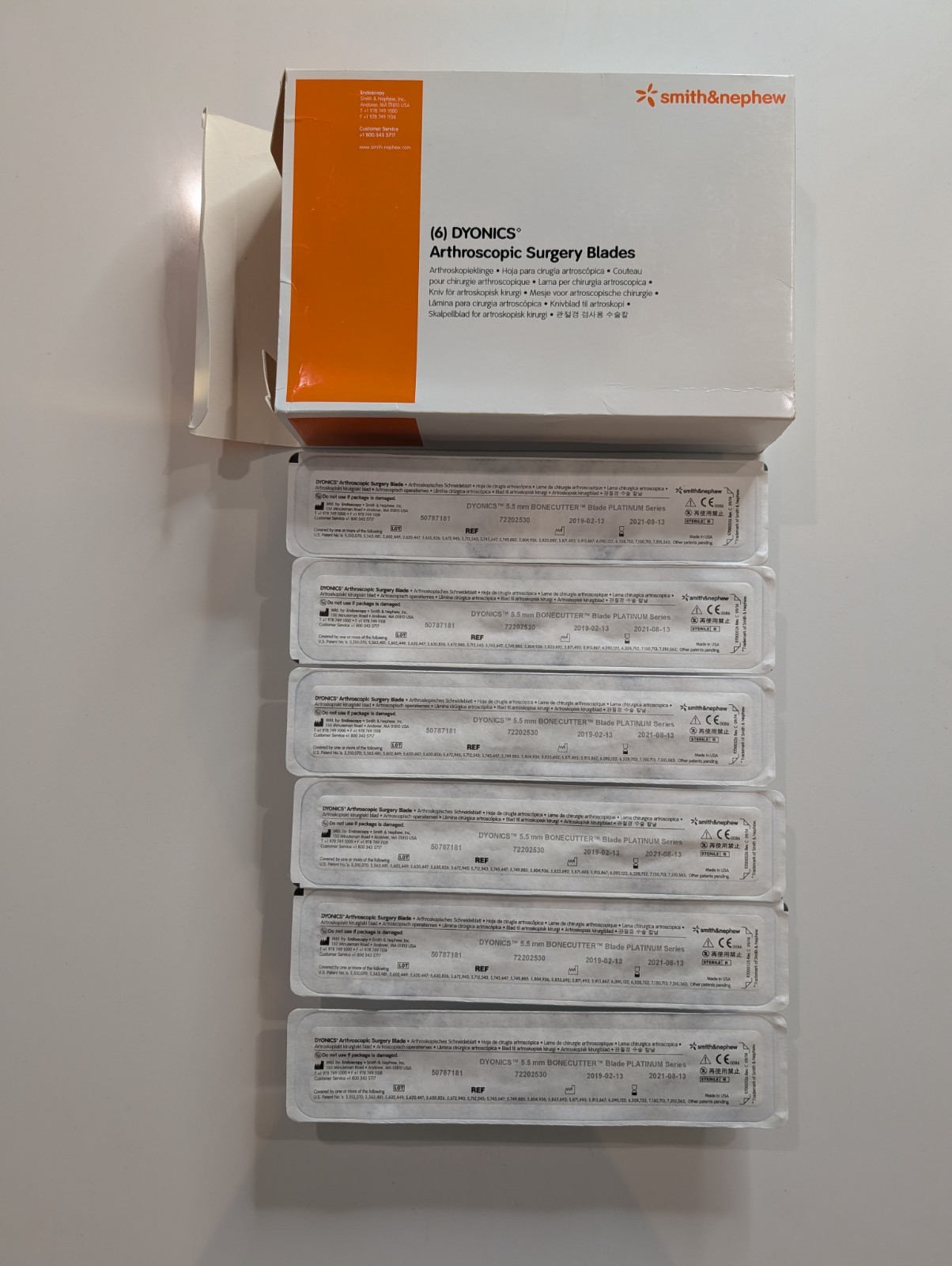 Lot Of 6 Smith & Nephew Dyonics Arthroscopic Surgery 5.5 Bonecutter Blades