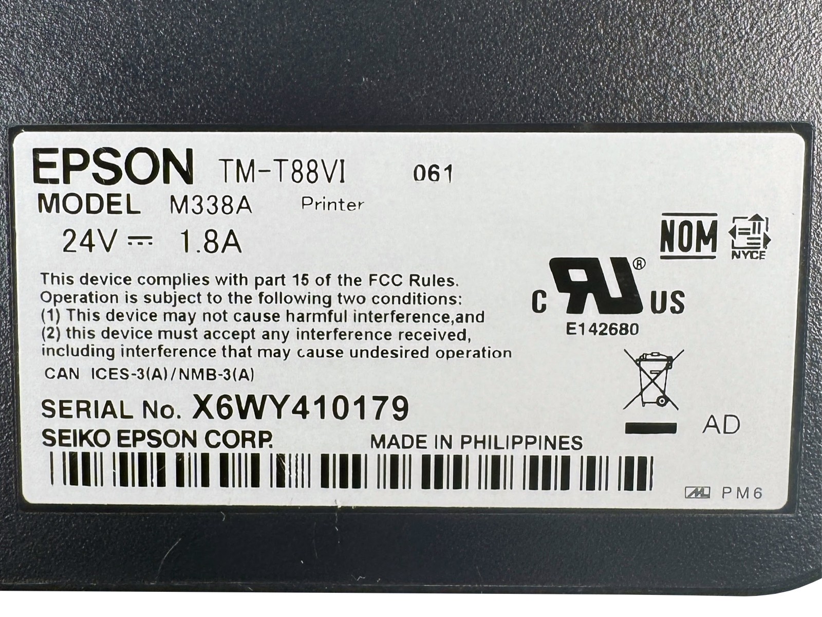 REFURBISHED Epson TM-T88VI POS Compact Thermal Receipt Printer LAN USB Square